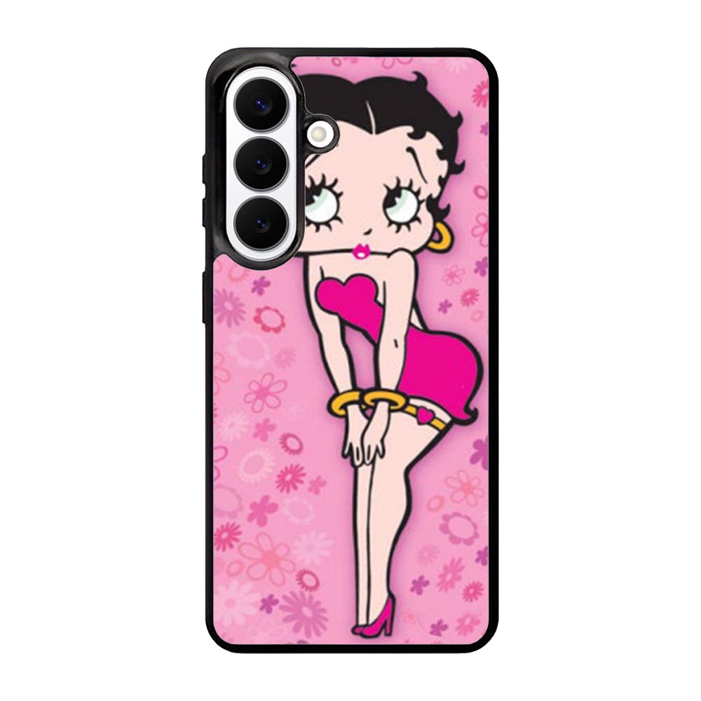 Betty Boop Pink Background flowers Samsung Galaxy S26 Plus phone case